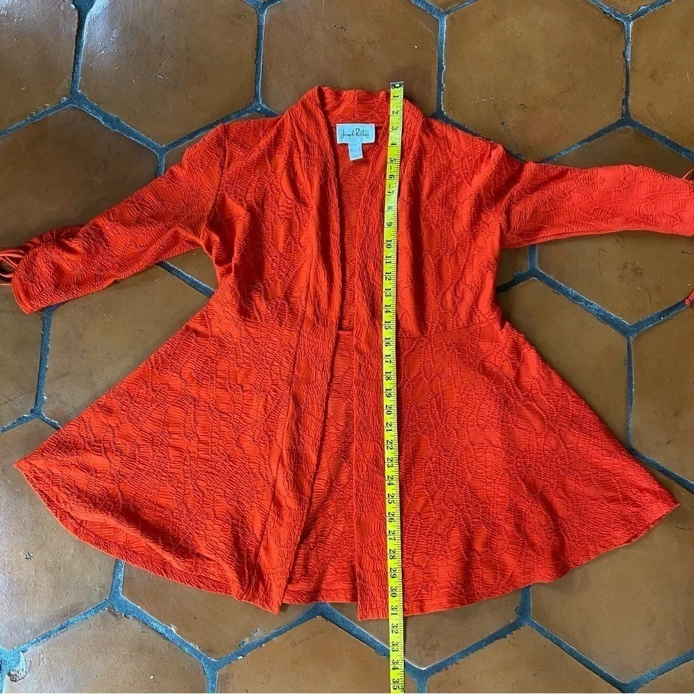 Joseph Ribkoff Women’s Red 3/4 Sleeve Open Ruched/Gathered Detail Jacket Sz 4 - Picture 6 of 7